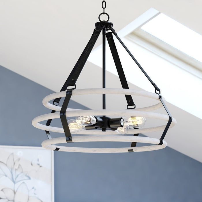 Vaxcel Taylor 24" 4 Light Pendant, Textured Black/Ash Gray