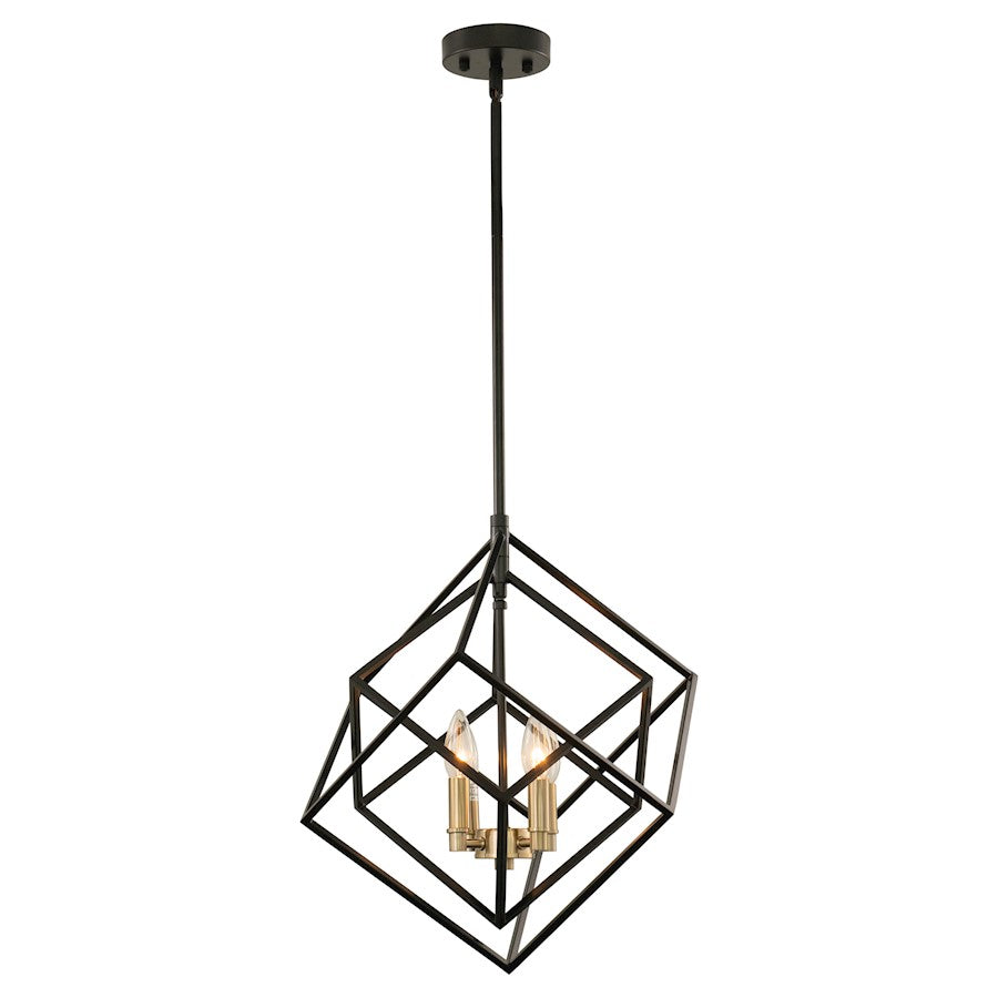 Vaxcel Rad 4 Light 17.5" Pendant, Black/Natural Brass - P0372