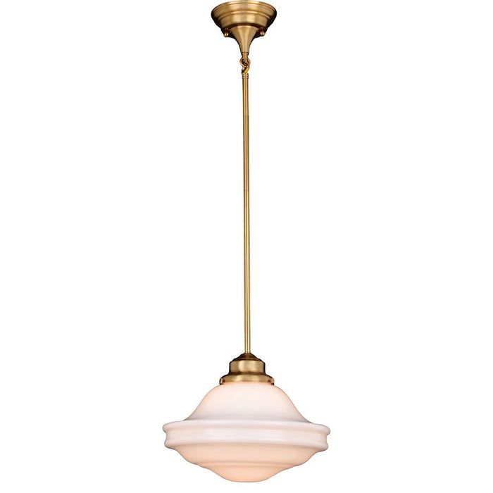 Vaxcel Huntley 1 Light 12" Pendant, Natural Brass/White - P0374