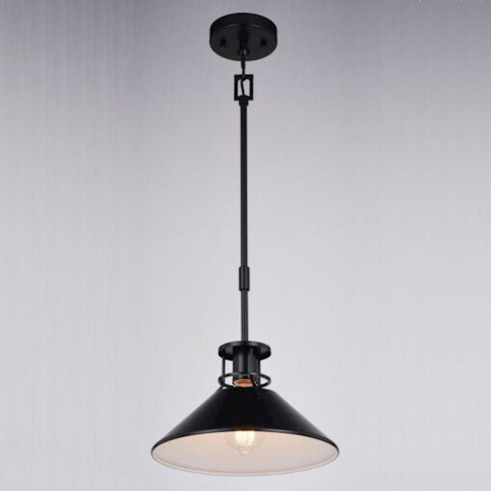 Vaxcel Canton 12" Pendant, Black/Matte White/Metal Shade