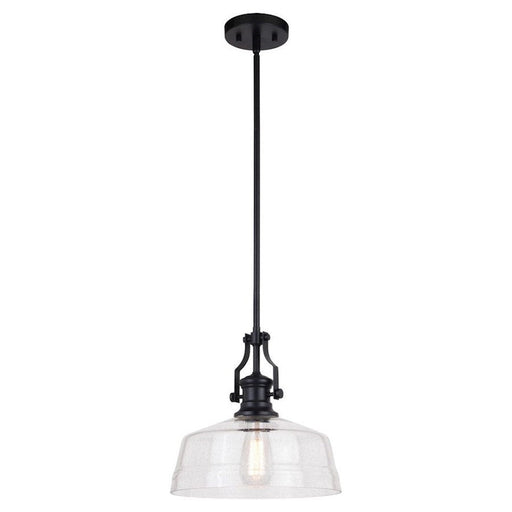 Vaxcel Beloit 12" Pendant, Matte Black/Clear Seeded Glass - P0380