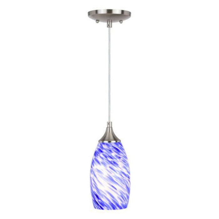 Vaxcel Milano 5" Mini Pendant, Azzura Glass Satin Nickel/Azurra Glass - P0383