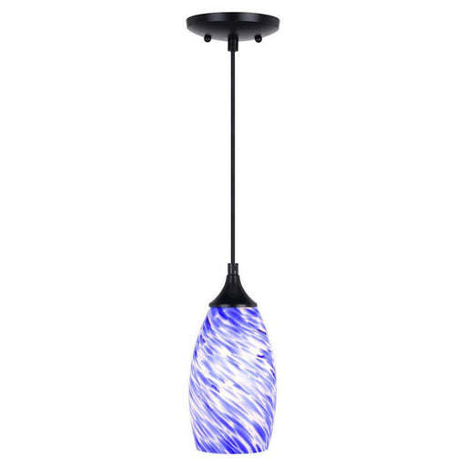 Vaxcel Milano 5" Mini Pendant, Azzura Glass Matte Black/Azurra Glass - P0384