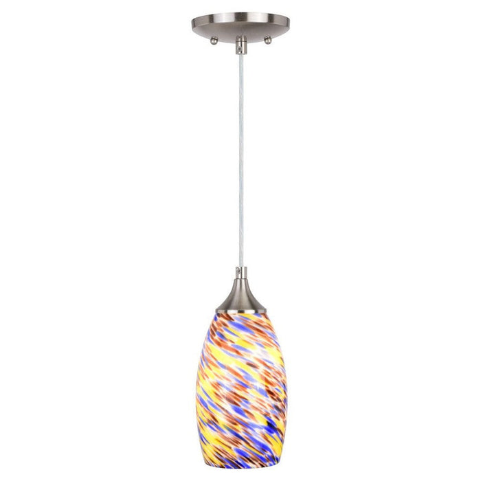 Vaxcel Milano 5" Mini Pendant, Satin Nickel/Terra Tide Glass - P0385