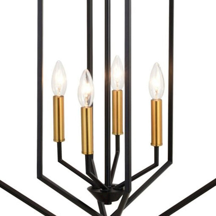 Vaxcel Riley 18" 4 Light Pendant, Black/Satin Brass