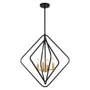 Vaxcel Brady 22" 4 Light Pendant, Black/Satin Brass - P0389