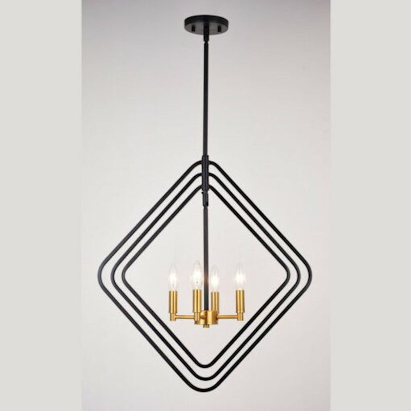 Vaxcel Brady 22" 4 Light Pendant, Black/Satin Brass
