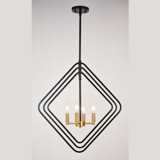 Vaxcel Brady 22" 4 Light Pendant, Black/Satin Brass