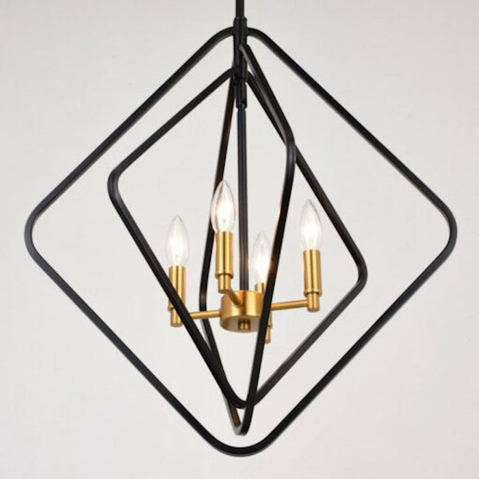 Vaxcel Brady 22" 4 Light Pendant, Black/Satin Brass