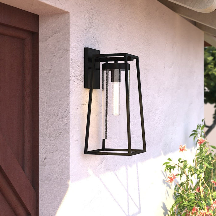 Vaxcel Nash 1 Light Outdoor Wall Light, Black/Clear Seeded