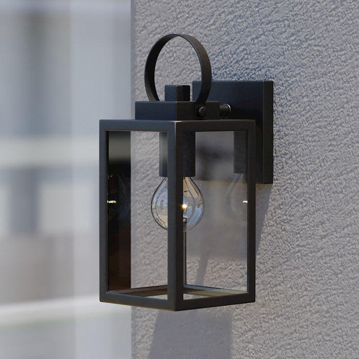 Vaxcel Medinah 1 Light Outdoor Wall Light, Black/Clear