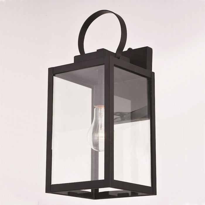 Vaxcel Medinah 1 Light Outdoor Wall Light, Black/Clear