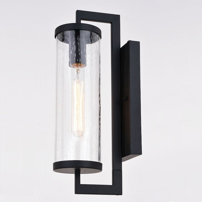 Vaxcel Morgan 1 Light Park Outdoor Wall Light, Black/Clear Seeded