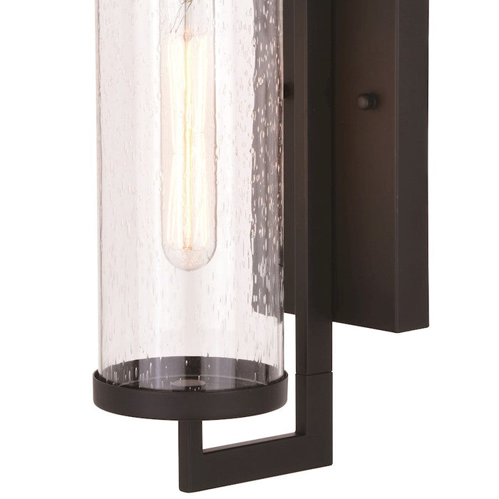 Vaxcel Morgan 1 Light Park Outdoor Wall Light, Black/Clear Seeded