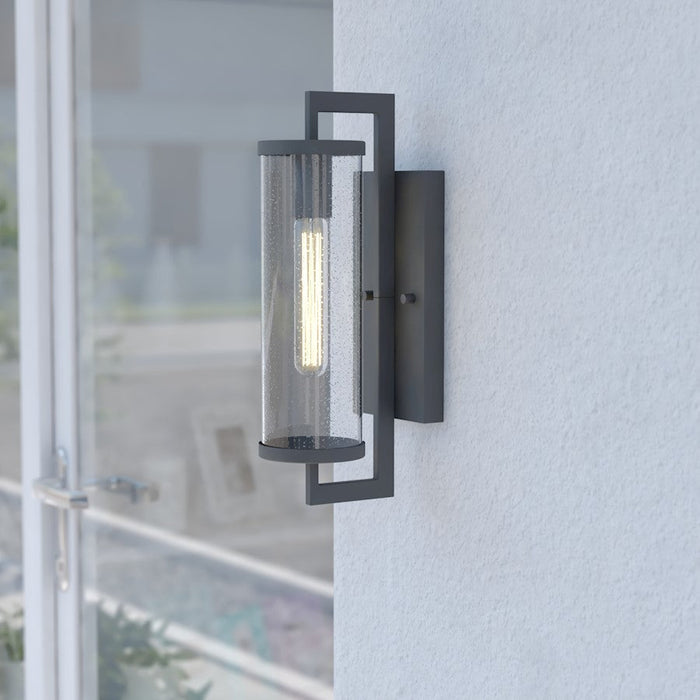 Vaxcel Morgan 1 Light Park Outdoor Wall Light, Black/Clear Seeded