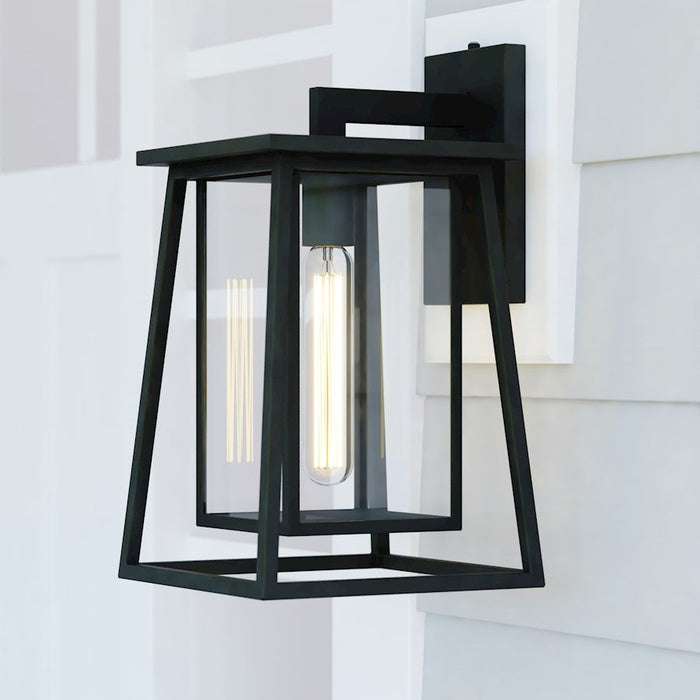 Vaxcel Blackwell 1 Light Outdoor Wall Light, Matte Black/Clear