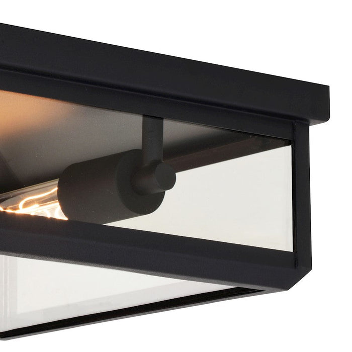 Vaxcel Kinzie 2 Light 12" Flush Mount, Textured Black /Clear