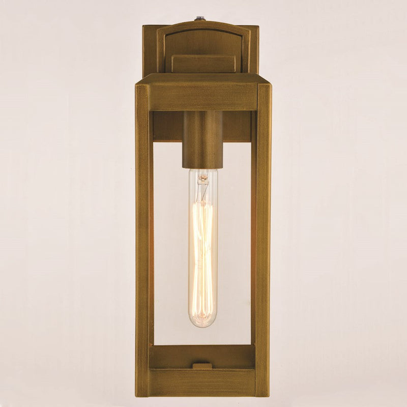 Vaxcel Kinzie 5" 1 Light Outdoor Wall Light, Vintage Brass/Clear Glass