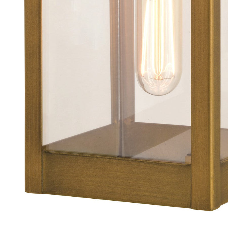 Vaxcel Kinzie 5" 1 Light Outdoor Wall Light, Vintage Brass/Clear Glass