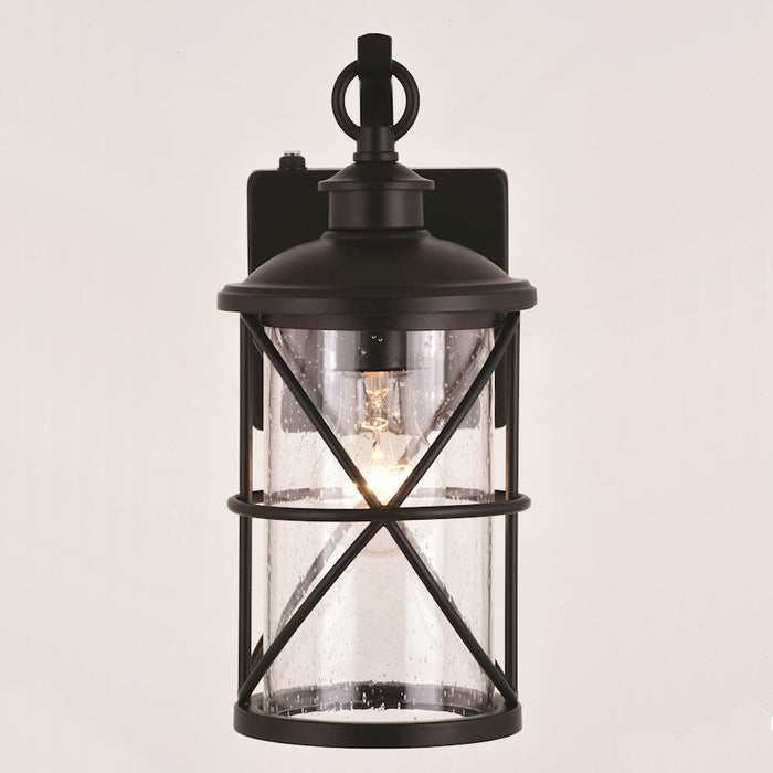 Vaxcel Adams 1 Light Outdoor Wall Light, Black/Clear