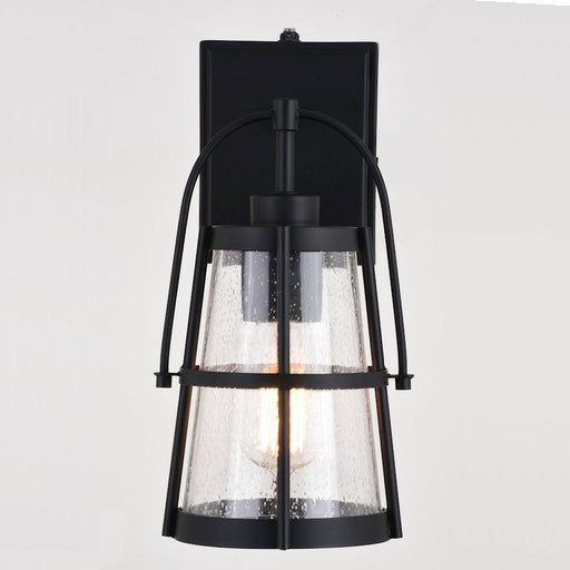 Vaxcel Portage Park 1 Light 6.5" Outdoor Wall Light, Matte Black/Clear