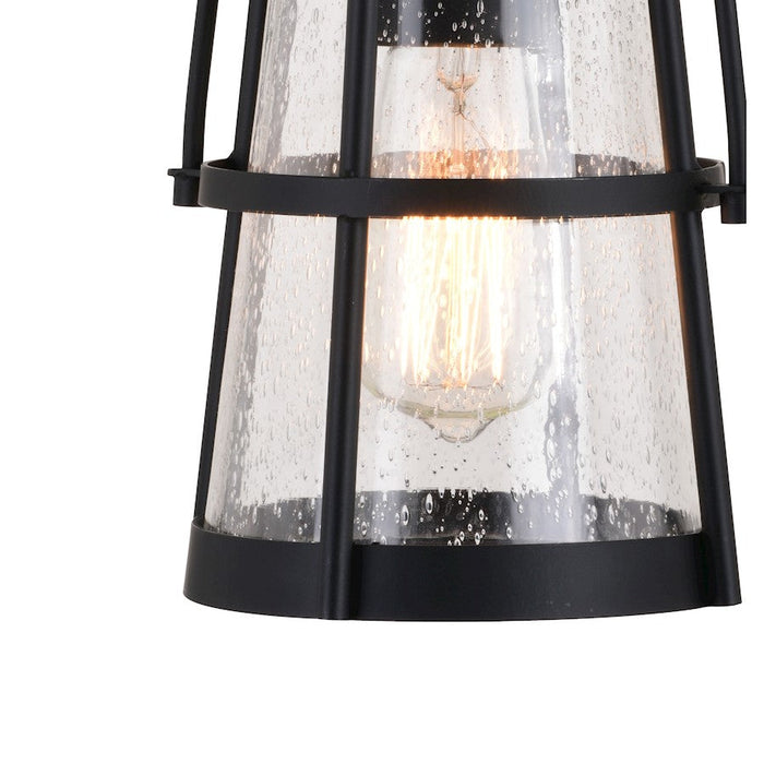 Vaxcel Portage Park 1 Light 6.5" Outdoor Wall Light, Matte Black/Clear