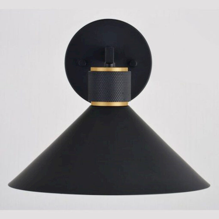 Vaxcel Dunbar Outdoor Wall Light, Matte Black/Gold/Metal Shade