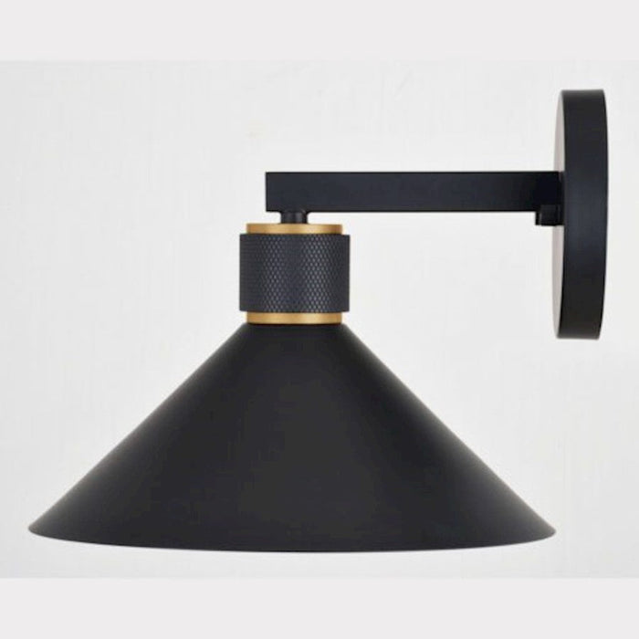 Vaxcel Dunbar Outdoor Wall Light, Matte Black/Gold/Metal Shade