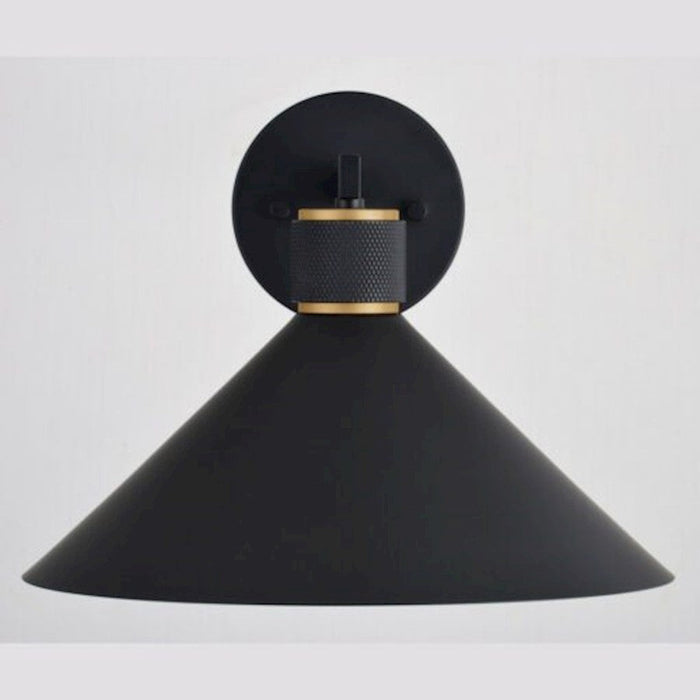 Vaxcel Dunbar Outdoor Wall Light, Matte Black/Gold/Metal Shade