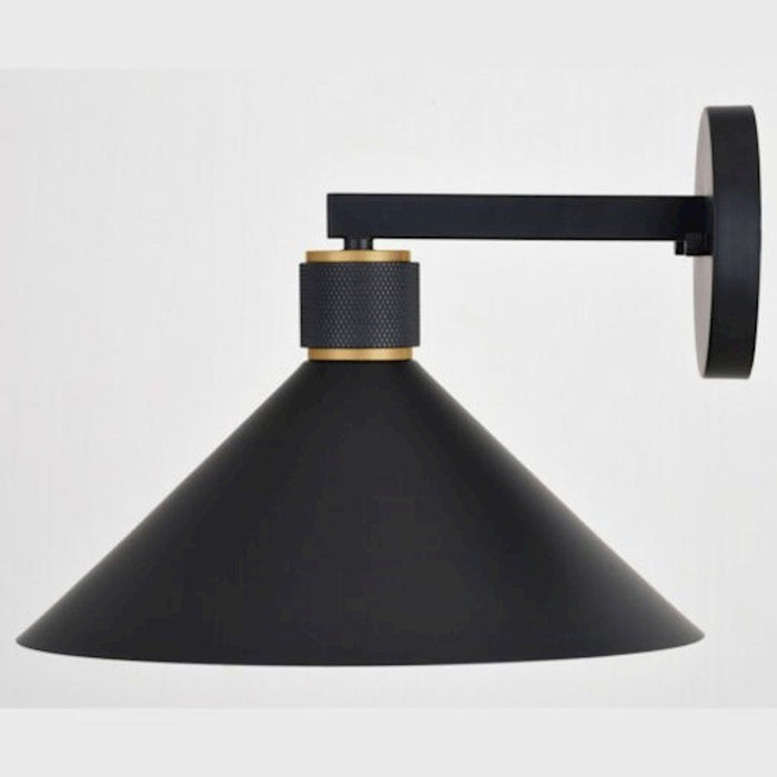 Vaxcel Dunbar Outdoor Wall Light, Matte Black/Gold/Metal Shade