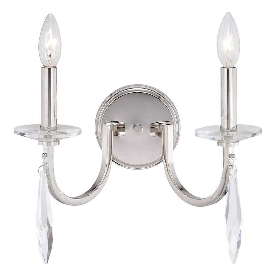 Vaxcel Hoyne 2 Light Wall Light, Nickel - W0356