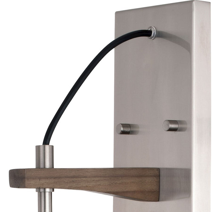 Vaxcel Avondale 1 Light Wall Light, Nickel/Dark Sycamore/Clear Seeded