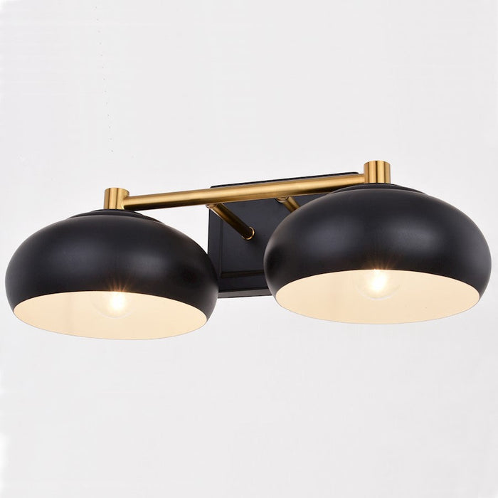 Vaxcel Belmont 2 Light Vanity, Matte Black/Satin Brass