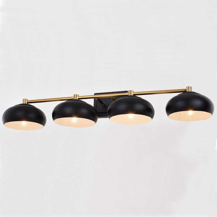 Vaxcel Belmont 4 Light Vanity, Matte Black/Satin Brass