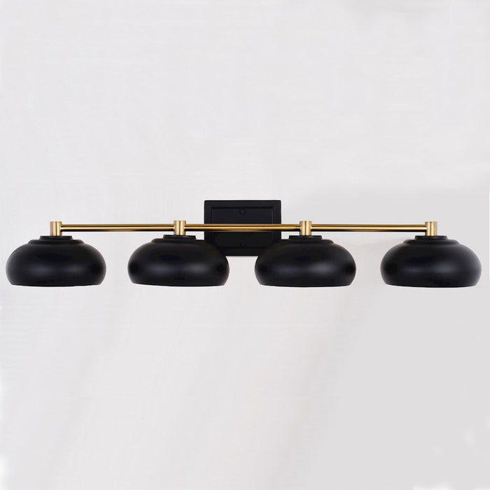 Vaxcel Belmont 4 Light Vanity, Matte Black/Satin Brass