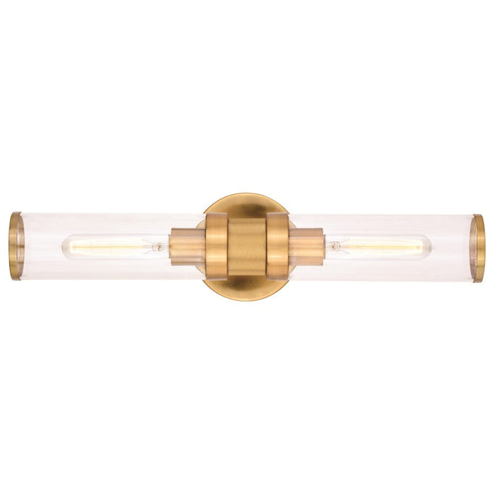 Vaxcel Levitt 2 Light Wall Light, Satin Brass/Clear - W0390