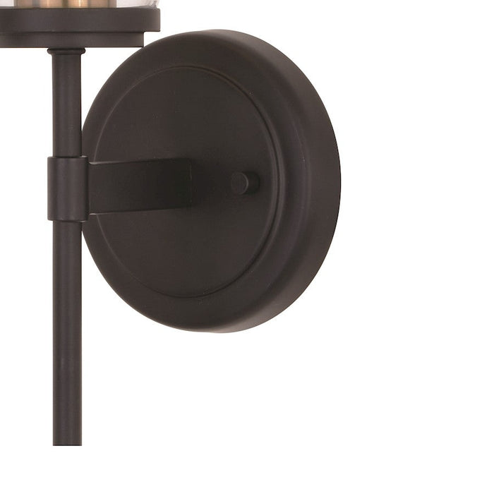 Vaxcel Warren 1 Light Wall Light, Matte Black/Brushed Brass/Clear