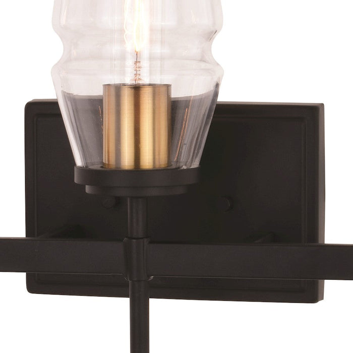 Vaxcel Warren 3 Light Vanity, Matte Black/Brushed Brass/Clear