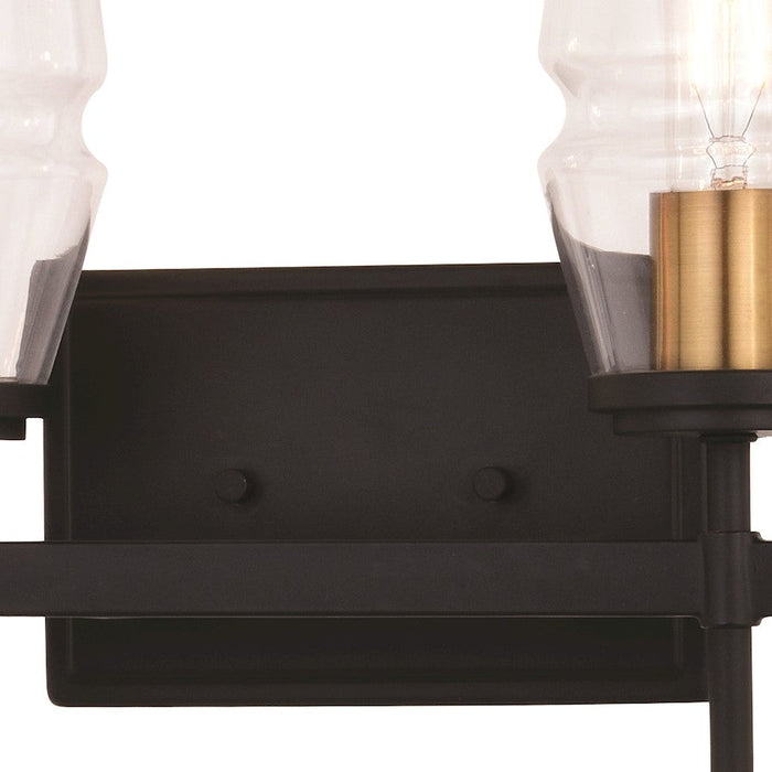 Vaxcel Warren 4 Light Vanity, Matte Black/Brushed Brass/Clear