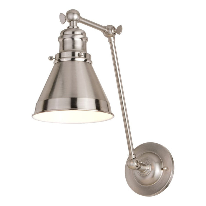 Vaxcel Alexis 6" 1 Light Adjustable Wall Light, Satin Nickel/Matte White - W0399