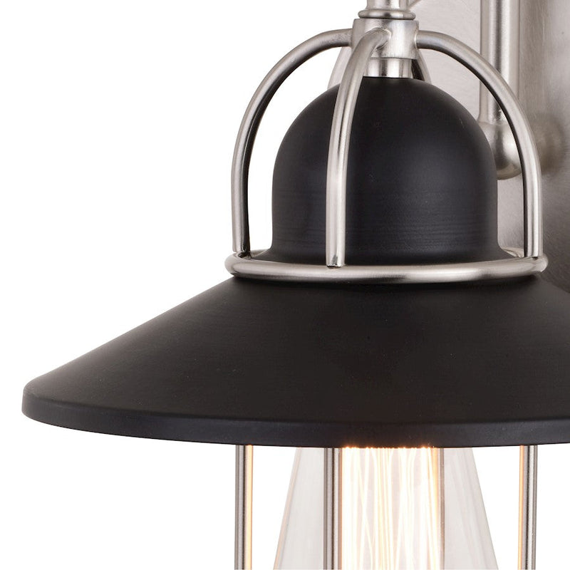 Vaxcel Galena 1 Light Wall Sconce, Matte Black/Satin Nickel