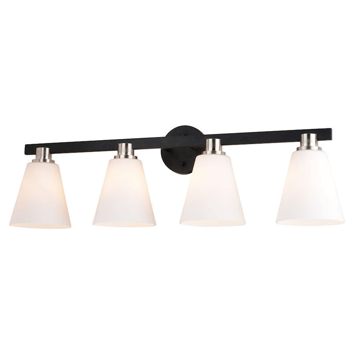 Vaxcel Vermont 4 Light Vanity, Matte Black/Satin Nickel/White - W0407