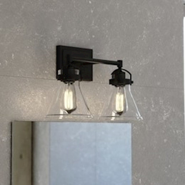 Vaxcel Mason 2 Light Vanity, Charcoal Black/Clear