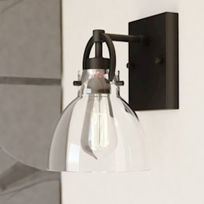 Vaxcel Odgen 1 Light Wall Sconce, Matte Black/Clear