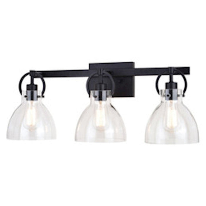 Vaxcel Odgen 3 Light Vanity, Matte Black/Clear - W0418