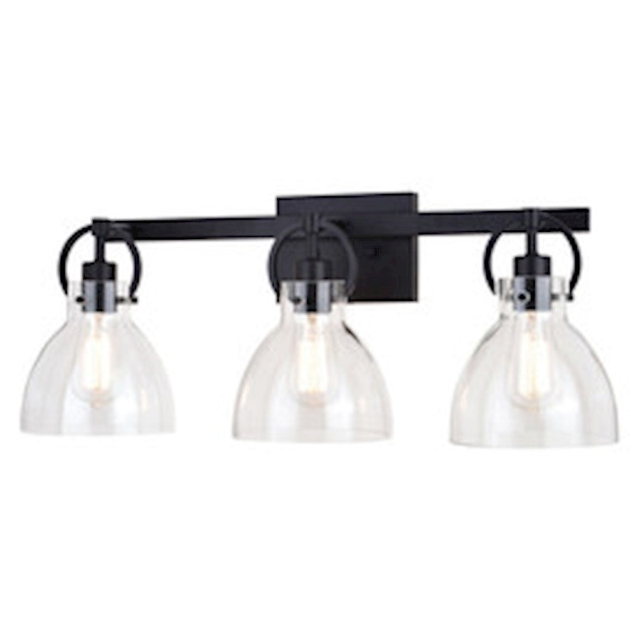 Vaxcel Odgen 3 Light Vanity, Matte Black/Clear - W0418