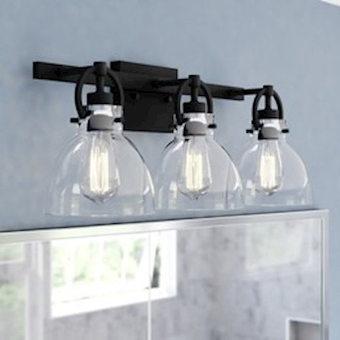 Vaxcel Odgen 3 Light Vanity, Matte Black/Clear