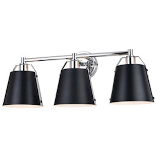 Vaxcel Barrington 3 Light 24.25" Vanity, Matte Black/Chrome - W0424