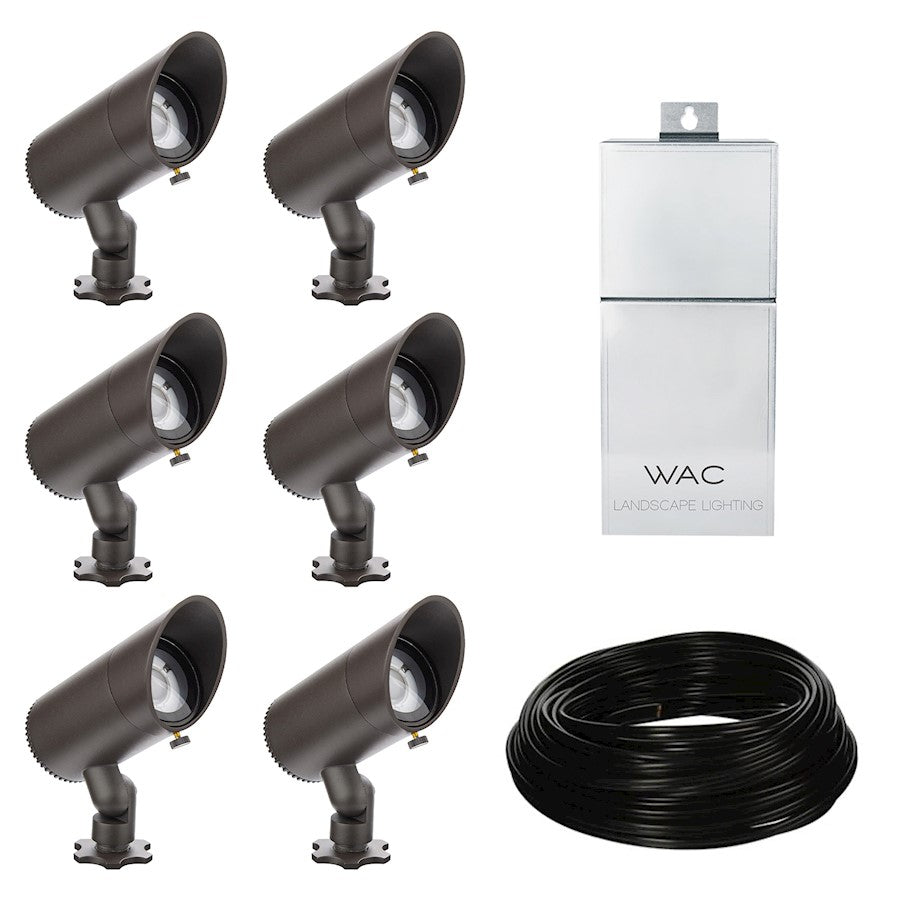 WAC Landscape LED 12V Lighting Kit/6X Basic, 6W 2700K, BK - 5311-27BK-6KIT