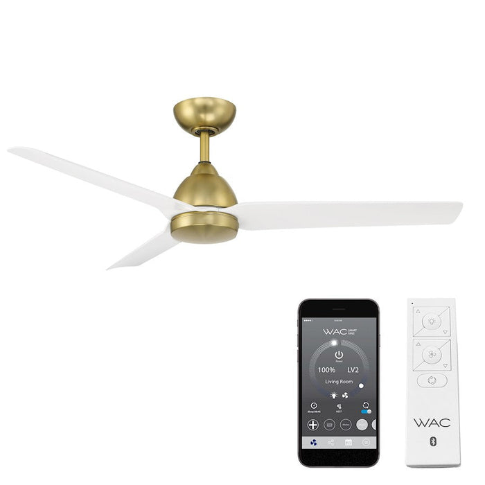 WAC Lighting Mocha 3 Blade Smart Ceiling Fan, Brass White/White - F-001-SB-MW